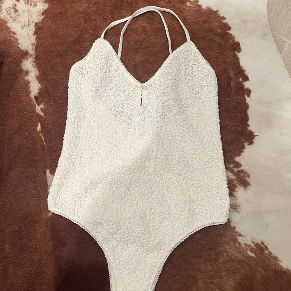 Free People Cream Teddy Bodysuit Slip